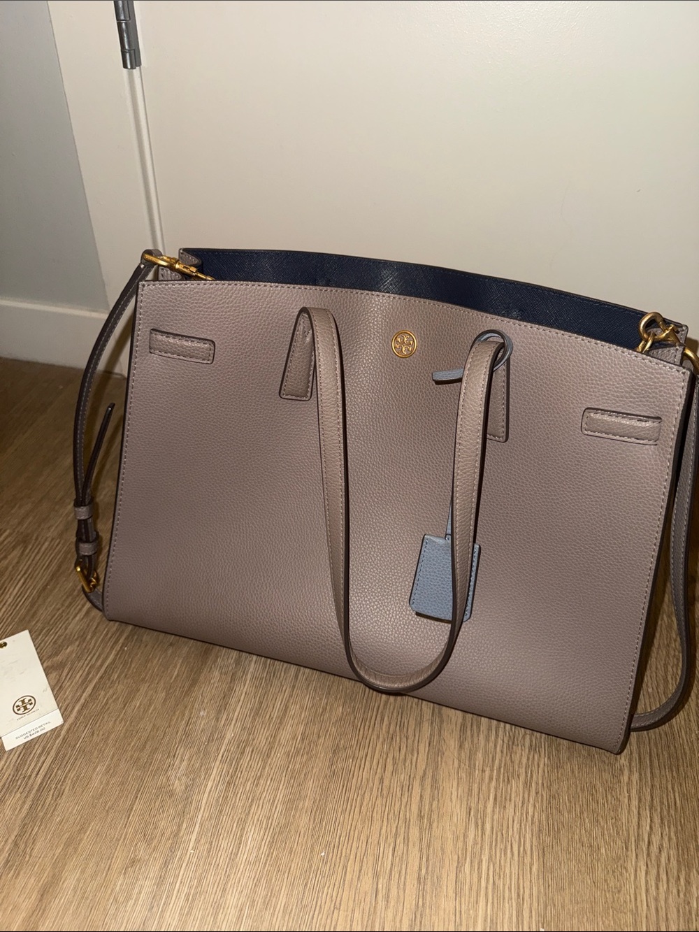Tory Burch Walker Satchel Taupe Double-Handle Tote Bag
